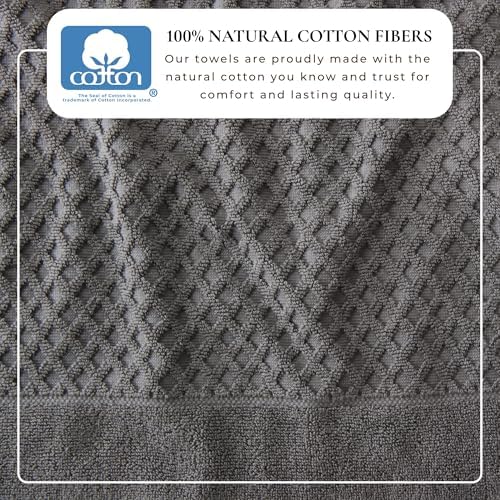 Great Bay Home Bath Towels - 100% Cotton 4 Pack 54x27 Bath Towel Set - Absorbent, Durable, Quick-Dry Towels for Bathroom (Dark Grey)