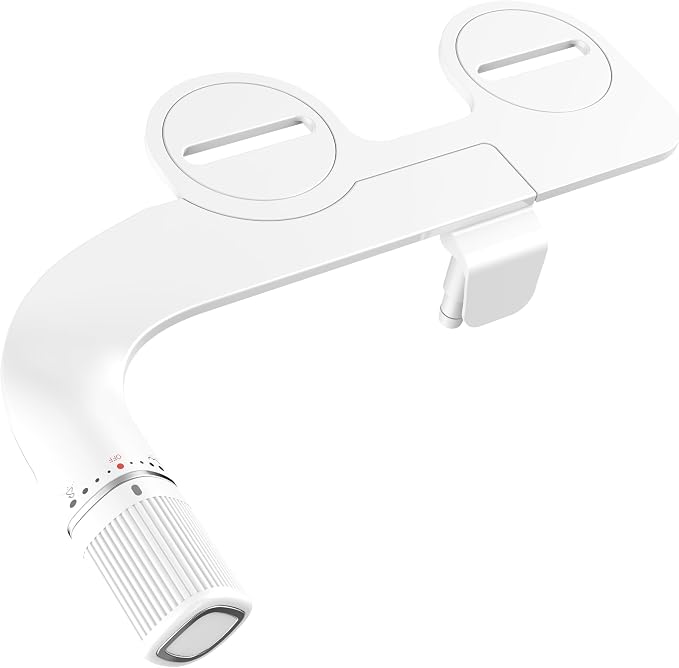 Ultra-Slim Bidet Attachment for Toilet - Dual Nozzle (Frontal & Rear Wash) with Adjustable Cold Water Pressure and Stainless Steel Inlet - Hygienic Solution for Fresh Cleanliness, Gold 1 Pcs