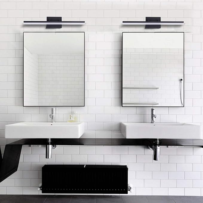 mirrea 24in Modern LED Vanity Light for Bathroom Lighting Dimmable 24w Black Painted (Warm White 3000K)