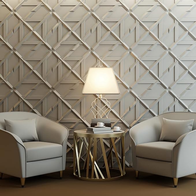 Art3d PVC 3D Wall Panel, Decorative Wall Tile in White 12-Pack 19.7"x19.7" | Waterproof, Scratch Resistant, Wall & Ceiling Decor Panels, Ideal for Commercial Spaces