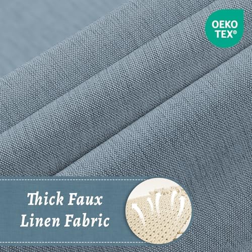 WONICY No Hook Shower Curtain with Liner, Gray Blue, 71 x 74 Inch