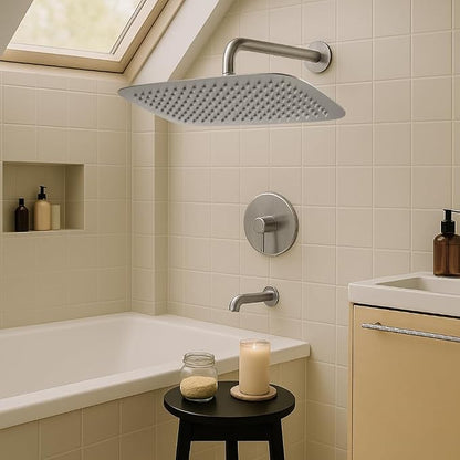 G-Promise All Metal 14 Inch Large Rain Shower Head for Ceiling or Wall | Built to Last, Rust Resistant 304 Stainless Steel, Easy to Install, Full Body Coverage Rainfall Shower Head, Daily SPA