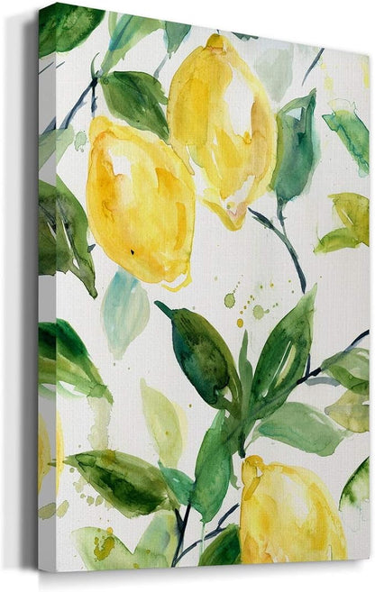 Renditions Gallery Canvas Nature Wall Art Home Paintings & Prints Yellow Lemons Branch Modern Abstract Decorations Wall Hanging Artwork for Bedroom Living Room Office Kitchen - 8"x12" LT02