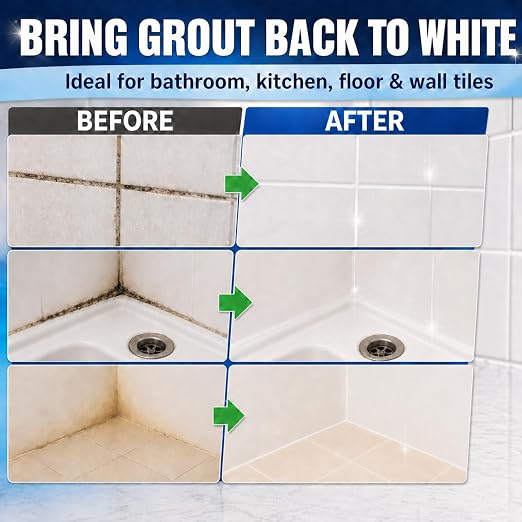 Tile Grout Repair Kit, 2 Pack Fast Drying Grout Sealer Tube | Easy DIY to Restore and Renew Tile Joints for Bathroom Shower Kitchen, Waterproof Tile Grout Paint(White), with Tools