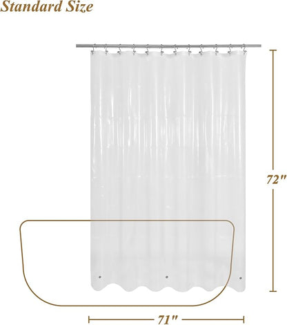 Mrs Awesome Clear Shower Curtain Liner Medium Weight Standard Size | 3 Bottom Magnets,12 Rustproof Grommets,Water Proof PEVA Plastic Shower Curtain for Bathroom, Standard Size