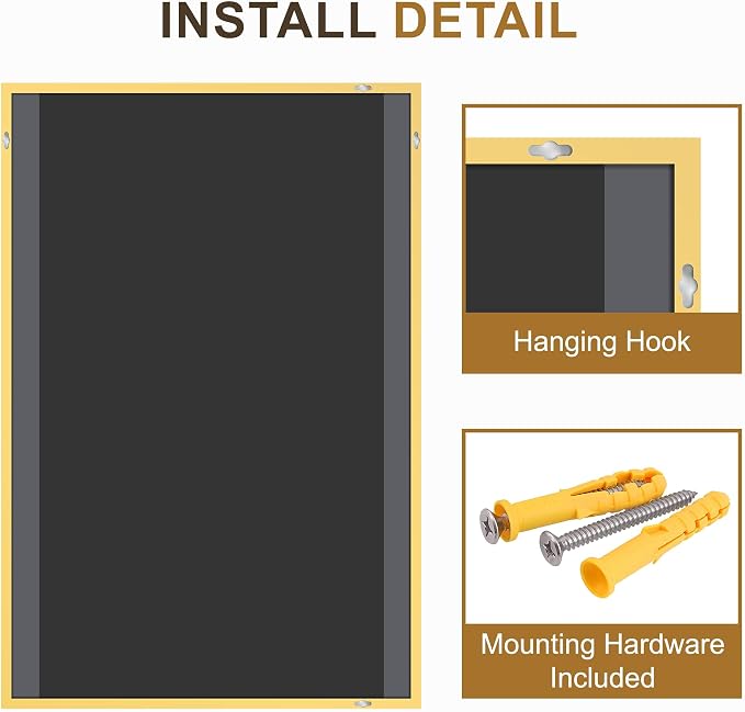 Rectangular Bathroom Mirror, 30"x20" Gold Metal Framed Vanity Mirror | HD Shatterproof Wall Mirror, Horizontal or Vertical Hanging, Easy Installation for Bathroom, Bedroom, Living Room, Entryway