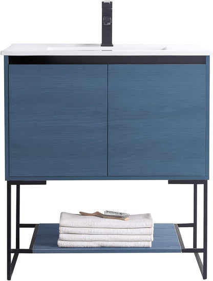 30 Inch Bathroom Vanity with Sink - Modern Knob Free Design, Elegant Space-Saving Solution for Your Bathroom - Durable, Bathroom Vanities for a Contemporary Look - Urbania Collection