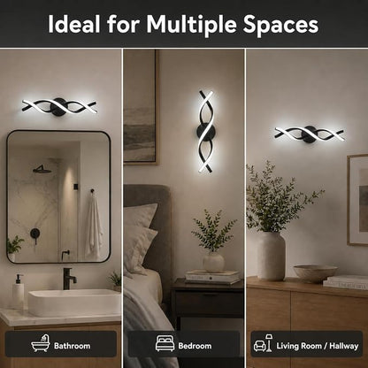 Modern Black LED Vanity Lighting,Bathroom Light Fixture Over Mirror,18 Inch,6000K Cool White