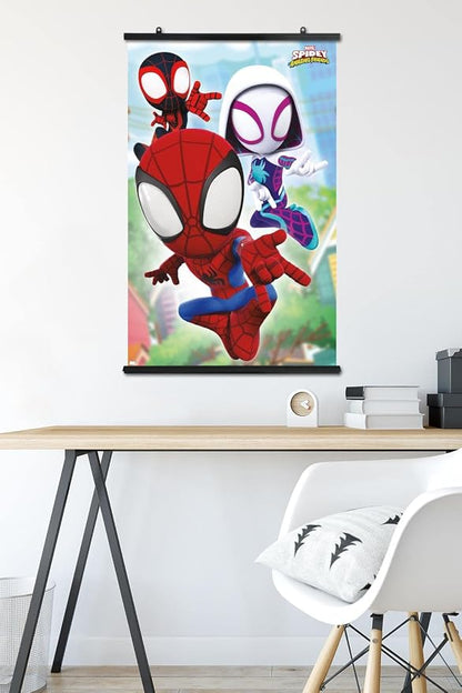 Trends International Marvel Spidey and His Amazing Friends - Webs Wall Poster, 22.37" x 34.00", Premium Poster & Clip Bundle