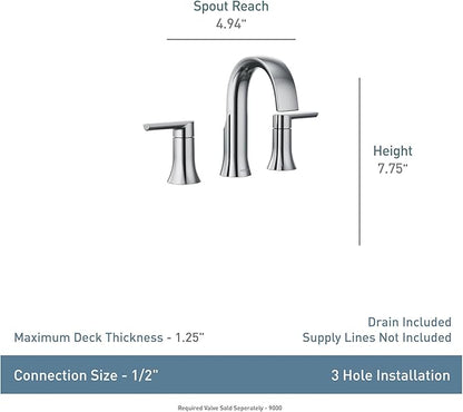 Moen Doux Matte Black Two-Handle 8-Inch Widespread Lever Handle Bathroom Faucet Trim Kit, Valve Required, TS6925BL (Pack of 3)