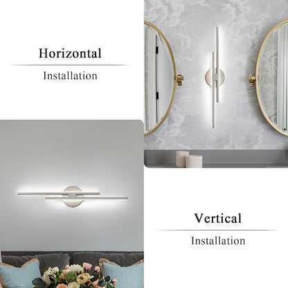 EDISLIVE Dimmable Modern LED Vanity Light Fixtures Bathroom Vanity Wall Lighting, 23.6 in Mirror Vanity Lighting Fixtures for Bathroom Bedroom Makeup Living Room, Nickel
