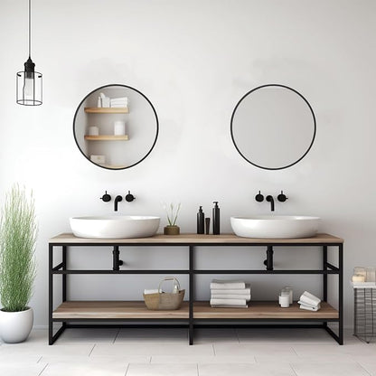 Small Round Mirror, 16 inch Black Circle Mirror, Matte Metal Frame | High Definition Mirror, Waterproof, Easy Installation, Circular Mirrors for Vanity, Nursery, Bedroom, Wall Décor
