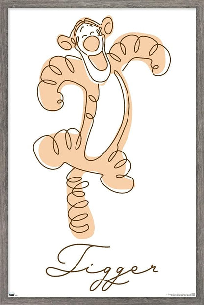 Trends International Disney Winnie The Pooh (1966) - Tigger Wall Poster, 22.4L x 14.7W, Barnwood Framed Version