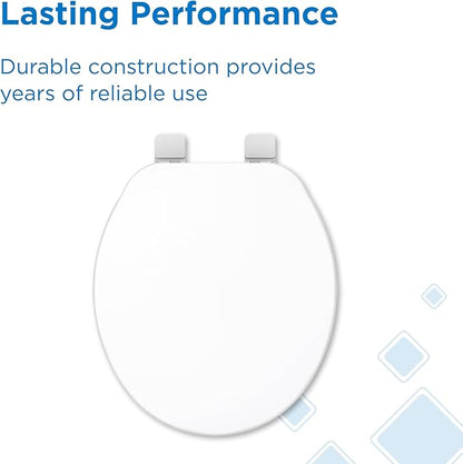 Gerber Round Front Toilet Seat with Cover, Standard Close, Quick & Easy Install, Heavy-Duty Plastic, Durable & Fade-Resistant, White GC55012043