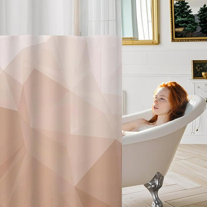 No Hook Shower Curtain with Snap in Liner Set, Peach, 71x74 | Waterproof Fabric for Bathroom, Modern Hotel Style Ombre Design, Mesh Top Window, Machine Washable, Quick Install