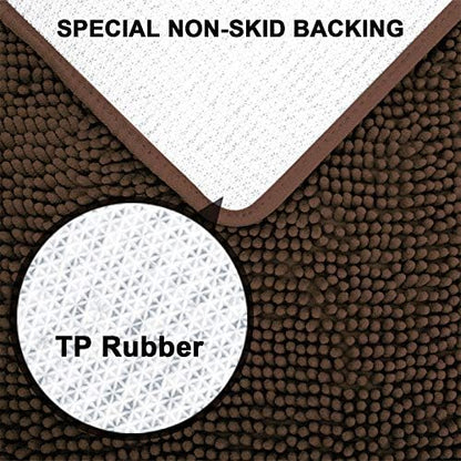 Secura Bathroom Rugs 17x24, Ultra Soft Chenille Bath Mat, Super Absorbent & Quick Dry Bathroom Mat, Non Slip Machine Washable Bath Rugs for Tub, Shower, Home Decor Accessories (Chocolate Brown)