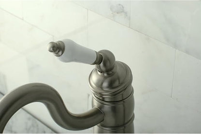 Kingston Brass KB1428PL Heritage Vessel Sink Faucet with Optional Cover Plate, Brushed Nickel, 14.31 x 6 x 2.25