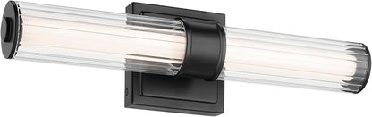 Kichler Laurene 18.5" LED Small Linear Bath Bar with Clear Fluted Glass in Black, for Vanity, Hallways, Buffet, Fireplace, (18.5" W x 5" H) 55195BKLED