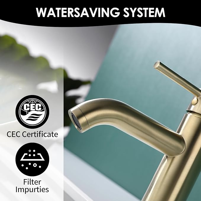 Single Handle Black Bathroom Faucet with Metal Drain Assembly and Escutcheon,Brushed Gold