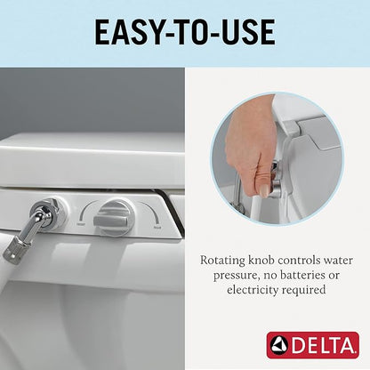 Delta 833004 Elongated Soft Close Bidet Seat with Manual Control Self-Cleaning Wand - White