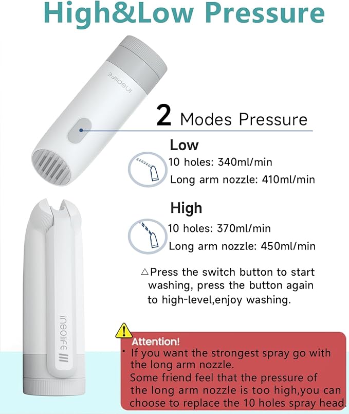 Insolife Portable Bidet | High Pressure Portable Bidets for Travel | Rechargeable Electric Portable Bidet for Women & Men | Travel Bidet