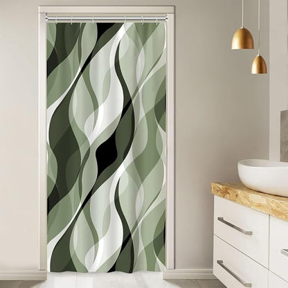 Stall Shower Curtain, Small Sage Green Shower Curtain Set for Bathroom Modern Waterproof Shower Curtain Set with Hooks, 36x72 Inch