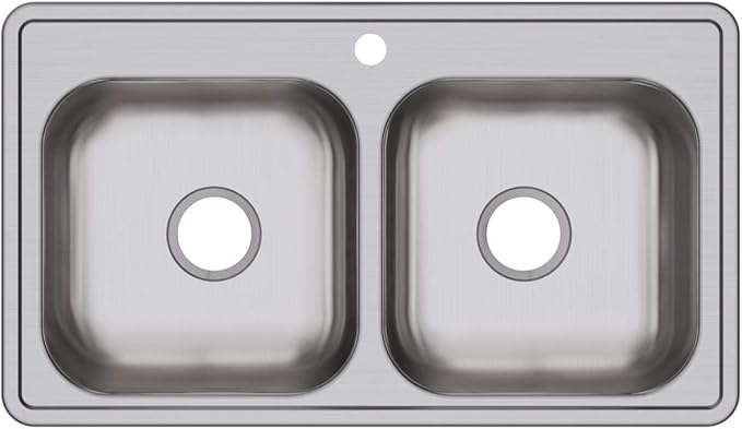 Elkay Dayton D233191 Equal Double Bowl Drop-in Stainless Steel Sink 33 x 19 x 6.4375"