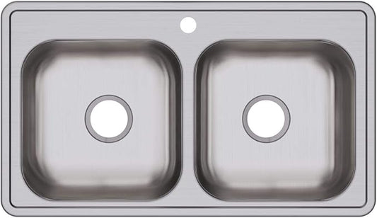 Elkay Dayton D233191 Equal Double Bowl Drop-in Stainless Steel Sink 33 x 19 x 6.4375"