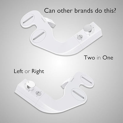 BIDETbidet Left/Right Reversible FRESH WATER Ultra-Slim Bidet Attachment, Switchable Left/Right Control with Dual Nozzles, Hinged Design, Non-Electric, Easy Install, Fits Most Toilets, Off-White