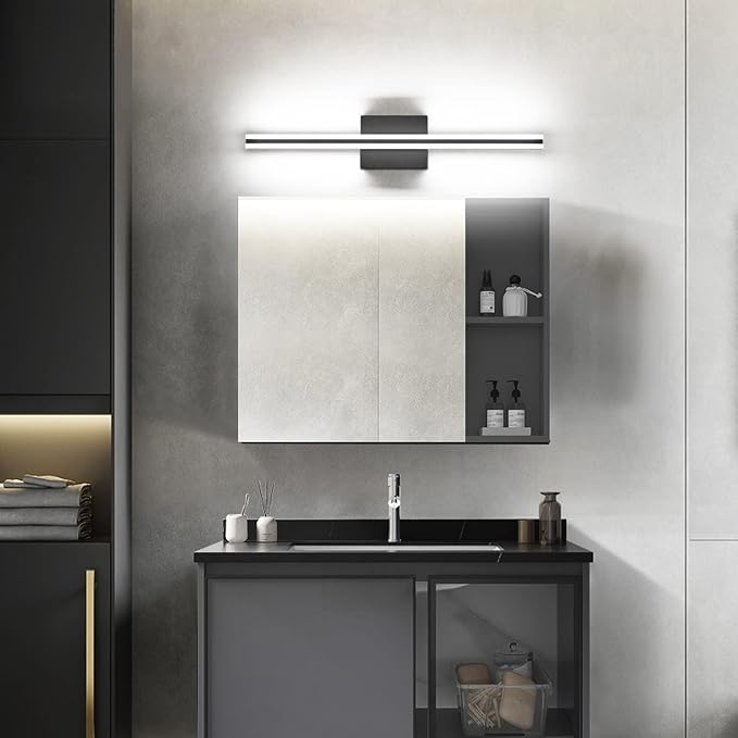 SOLFART Bathroom Light Fixtures Over Mirror Dimmable 5CCT Modern LED Black Vanity Light 24 Inch Wall Lights