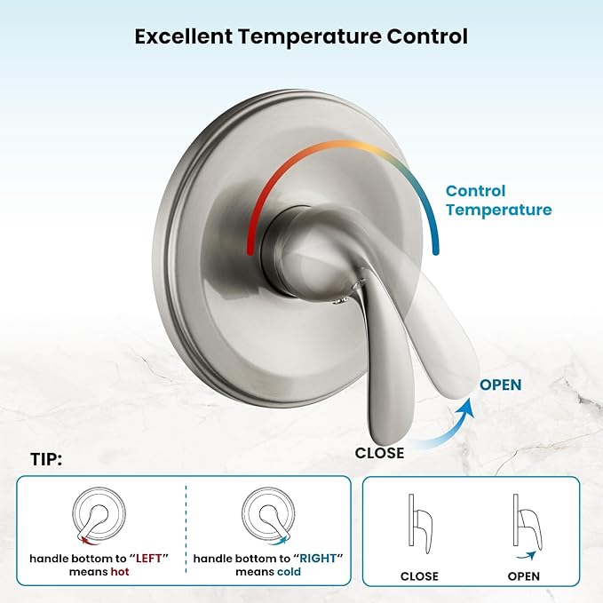 gotonovo Shower Valve and Trim Kit 2 in 1 Shower Head and Handle Set System Bathroom Shower Faucet Set 3 Modes Various Combinations High Pressure with Rough-in Valve Brushed Nickel
