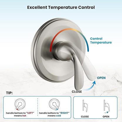gotonovo Shower Valve and Trim Kit 2 in 1 Shower Head and Handle Set System Bathroom Shower Faucet Set 3 Modes Various Combinations High Pressure with Rough-in Valve Brushed Nickel