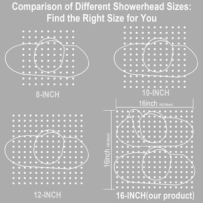 Dual Shower Heads Shower System with 16" Ceiling Mounted Rain Shower Head & 6" Wall Mounted Head Full Body Shower System 3 Way Thermostatic Shower Valve Can All Run Together, Brushed Gold