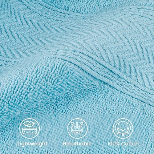 HILLFAIR 100% Cotton 2 Pc XXL Oversized Bath Towel Set 40"x 80"- Ocean Blue