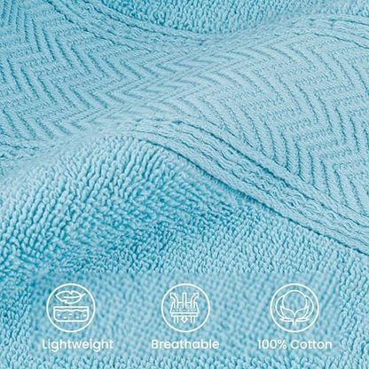 HILLFAIR 100% Cotton 2 Pc XXL Oversized Bath Towel Set 40"x 80"- Ocean Blue