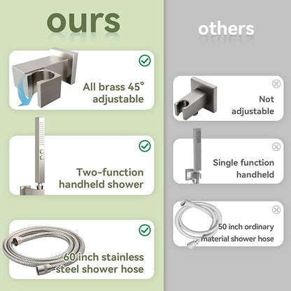 Shower Faucet Sets 12'' Ceiling Mount Shower Systems,Bostingner Five Function Diverter Dual Head Shower Set,6’‘ Wall Mount Rainfall Shower System with 2 in 1 Handheld Spray Brushed Nickel