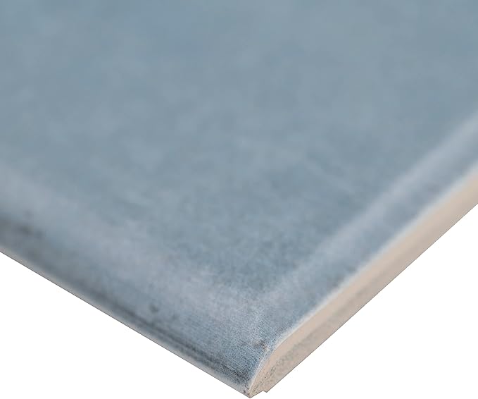 MSI Renzo Denim 3 in. x 12 in. Glossy Ceramic Subway Bullnose Tile Trim, Bathroom and Kitchen Backsplash, Accent Wall and Shower Wall Tile