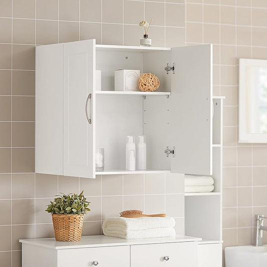 Haotian Wall Cabinet Laundry Room, Medicine Cabinet for Bathroom Kitchen Garage, Wall Storage Cabinet with Adjustable Shelf, White FRG231-W