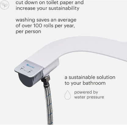 Brondell Bidet Attachment for Toilet SS-250 SimpleSpa Fresh Water Spray with Adjustable Water Pressure Side Arm Control, Slim Bidet Sprayer, Silver Knob (Dual Nozzle)