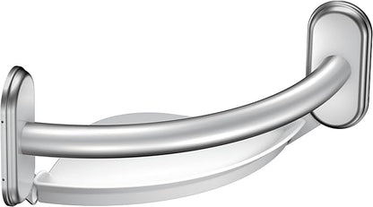Moen LR2354DCH Bathroom Safety 9-Inch Curved Bathroom Grab Bar with Integrated Corner Shelf, Chrome