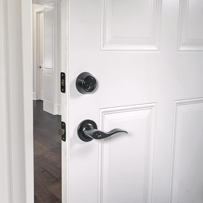 Design House 778886 Springdale Keyed Unlocking Door Handle, Matte Black