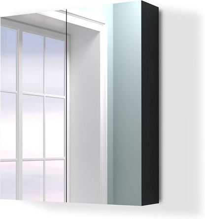 28x24 inch Bathroom Wall Cabinet, Saver Storage Cabinet, Medicine Cabinet with 2 Door and Adjustable Shelves, Black（Assembly Required）