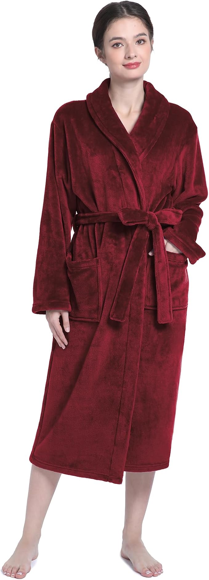 Fluffy Soft Robes for Women, Warm Fleece Womens Robe, Cozy Bathrobe | Plush Bathrobe for Women, Long Fuzzy Lightweight Bath Robe with Pockets for Shower Spa Hotel House Pool