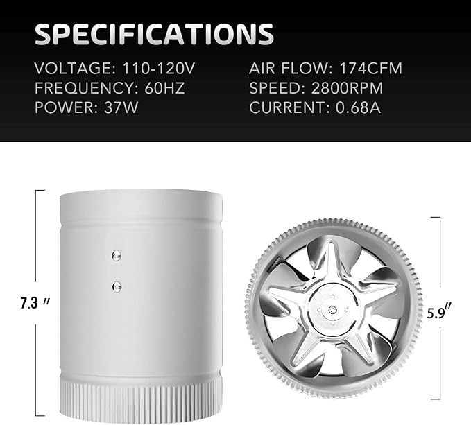iPower 6 inch Inline Booster Fan and 16 Feet Non-Insulated Flex Air Aluminum Ducting Vent Hose for Kitchen Bathroom Grow Tent HVAC Exhaust or Intake