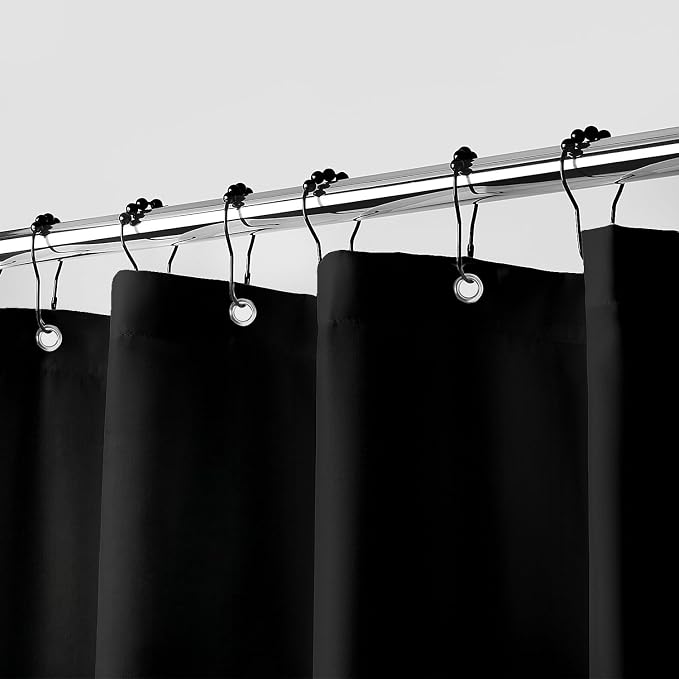 downluxe Waterproof Fabric Shower Curtain Liner, Soft Cloth Shower Liner with Magnets, Machine Washable & Hotel Quality Bathroom Curtain, 70" W x 72" L, Black