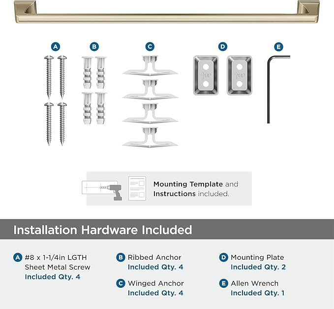 Amerock BH36024BBZ | Golden Champagne Towel Bar | 24 in (610 mm) Towel Rack | Mulholland | Bathroom Towel Holder | Bathroom Hardware | Bath Accessories