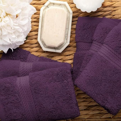 Superior Egyptian Cotton Plush & Absorbent, Face Towel Set of 6, Plum | Quick Dry, Soft Luxury Towel Set, Bath Essentials for Bathroom, Guest Bath, Spa, 2 Piece Face, Madeline Towels
