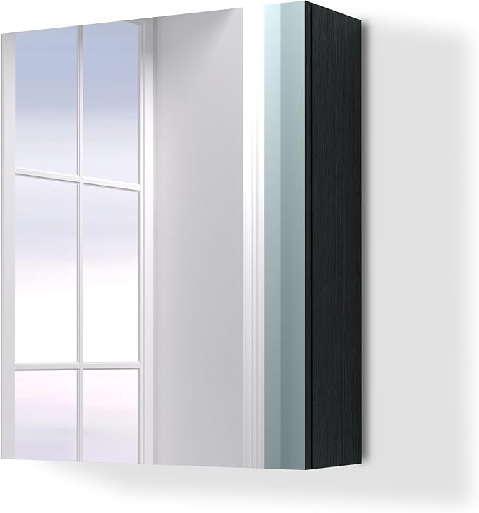 26x20 inch Bathroom Wall Cabinet, Saver Storage Cabinet, Medicine Cabinet with 1 Door and Adjustable Shelves, Black（Assembly Required）