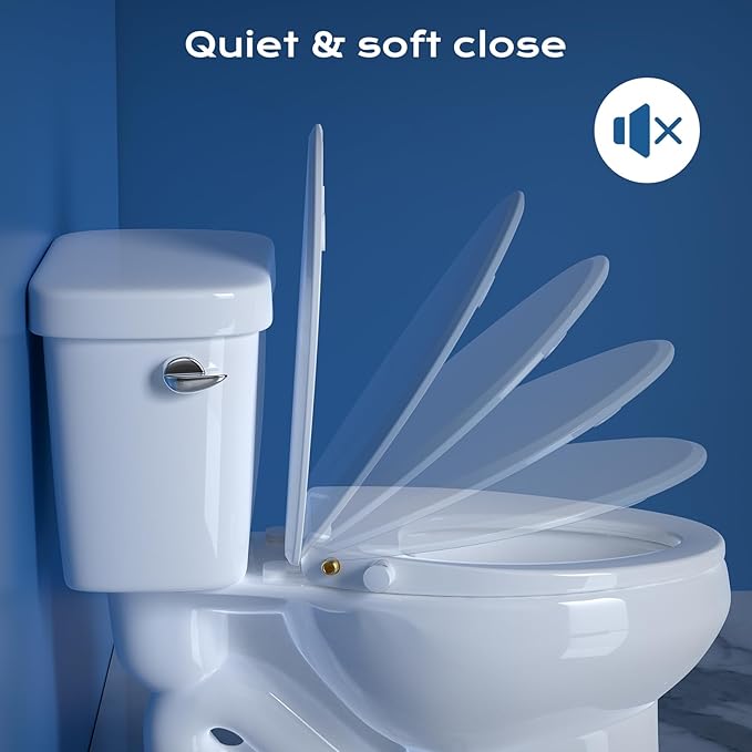 Elongated Bidet Toilet Seat with Quiet-Close, Non-Electric Bidet Mode with Dual Nozzles, Fit Elongated Toilet Seat, Adjustable Water Pressure with Brass inlet (Elongated)