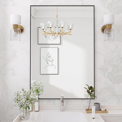 Koonmi Black Mirrors for Wall, 26x38 Inch Bathroom Mirror, Rectangular Wall Mirror for Living Room Bedroom Bathroom, Hangs Horizontally or Vertically